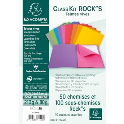 Afbeelding van EXACOMPTA Verpakking met 50 mappen en 100 inlegkaften van karton 220 g 80 g, verschillende kleuren