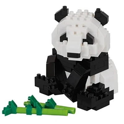 Afbeelding van Bandai Nanoblock Reuzenpanda Minifiguur van bakstenen Bouwspel Bouwset dierenfiguren panda met bamboe in pixel NBC328