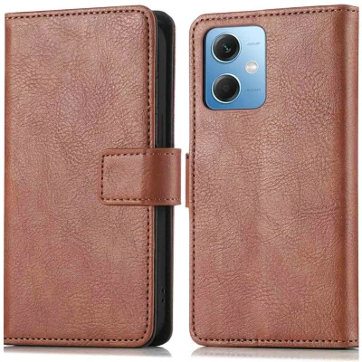 Afbeelding van iMoshion Hoesje Geschikt voor Xiaomi Redmi Note 12 Met Pasjeshouder Luxe Bookcase Bruin