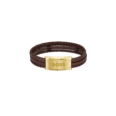 Afbeelding van BOSS Galen Armband, Heren, Maat: One Size, Brown gold
