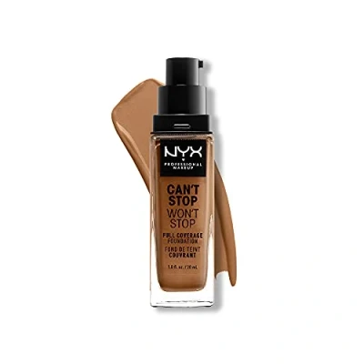 Image de NYX Professional Makeup Fond de Teint Liquide Couvrant Tenue 24h Can&#039;t Stop Won&#039;t Liquid Foundation, Waterproof, Fini Mat, Formule Vegan, Teinte : Honey (15.8)