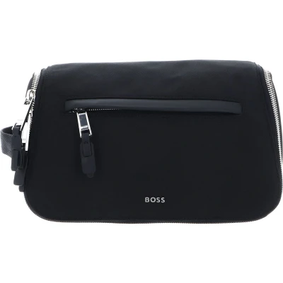 Afbeelding van BOSS Highway Washbag Toilettas, Heren, Maat: One Size, Black