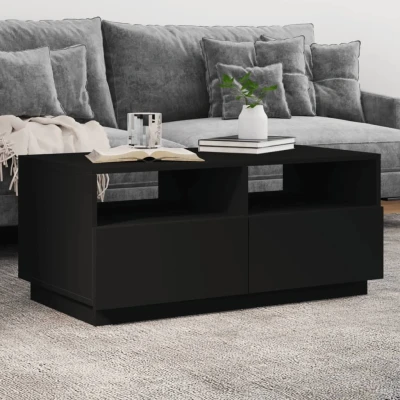 Afbeelding van Salontafel met LED verlichting 90x49x40 cm zwart