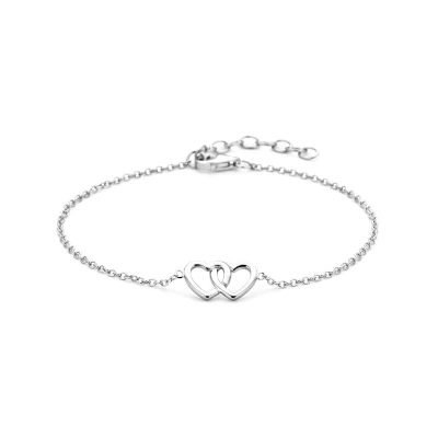 Afbeelding van GLAMS armband hart 1,3 mm 15,5 + 2,5 cm zilver