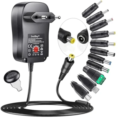 Afbeelding van SoulBay 36 W universele adapter AC/DC 12 V / 9 7,5 6 5 4,5 3 oplader transformator voeding met 11 DC tips voor huishoudelijke elektronica, 3000 mA max