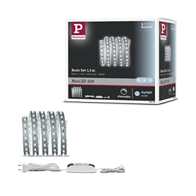Afbeelding van Paulmann 70578 Functie MaxLED 500 basisset LED strip 1,5 m, 6500 K daglicht, 8,5 W, 230/24 V, 20 VA, zilver