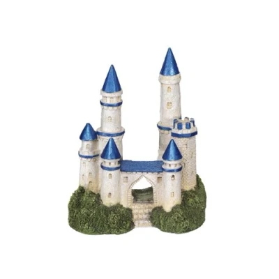 Afbeelding van Nobby aqua deco kasteel op rotsen Met planten 11,9 x 7,9 14 cm 1 ST