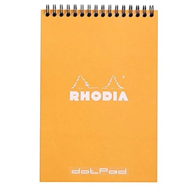 Afbeelding van RHODIA 16503C Notitieblok met spiraalbinding, oranje, A5, privacy stippen, 80 vellen afneembaar, licht papier, g, omslag van zacht en duurzaam gecoate kaart, Classic