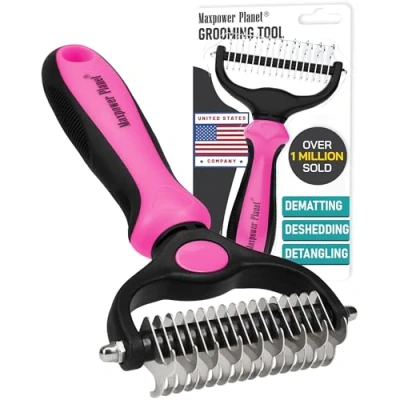 Image de Maxpower Planet Brosse double face pour chien et chat de toilettage petits grands chiens chats Extra large Rose