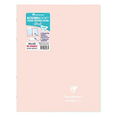 Afbeelding van Clairefontaine 981478C, notitieboek met nietjes, Koverbook Blush, poederroze, 24x32 cm, 96 pagina&#039;s, grote ruiten, wit papier, 90 g, omslag van polypropyleen