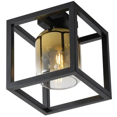 Afbeelding van Freelight Plafondlamp Dentro B 26 cm goud glas zwart