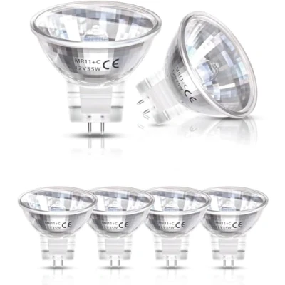 Afbeelding van Doright halogeenlampen, 6 stuks, mr11, 35 W, 12 V, dimbaar, bi pins, gu4, met glazen deksel, reflectorlamp, warmwit, 2800 K, mm diameter