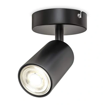 Afbeelding van B.K.Licht Opbouwspot plafondspot met 1 lichtpunt zwarte spot GU10 fitting draaibar kantelbaar wandspots excl.