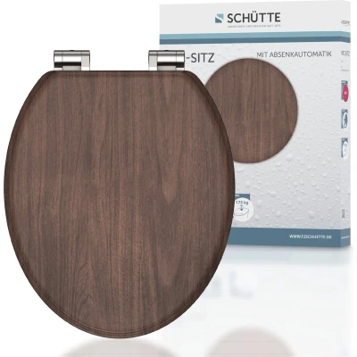Afbeelding van Toiletbril met soft close DARK WOOD MDF