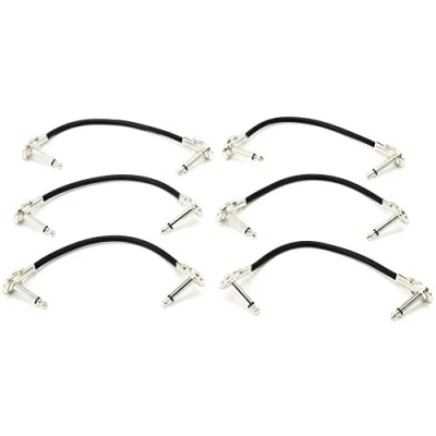 Afbeelding van Hosa IRG 600.5, gitaar patch kabels, Low profile met haakse jack pluggen, 6 in / 15 cm, set van stuks
