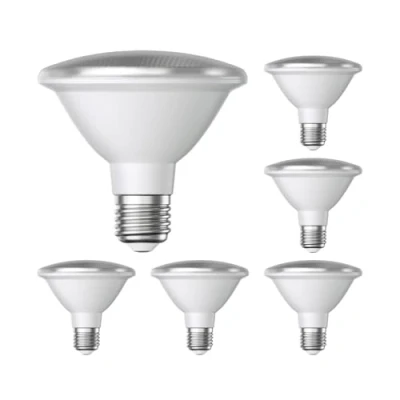 Afbeelding van ledscom.de 6 x E27 ledlampen, PAR30 korte hals, warmwit (2700 K), 12,9 W, 994 lm, 42 graden, spiegelreflector (zilver)
