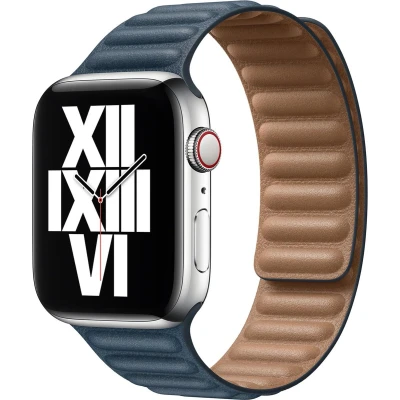 Afbeelding van Apple origineel Leather Link Watch S/M 38mm / 40mm 41mm Baltic Blue MY982ZM/A