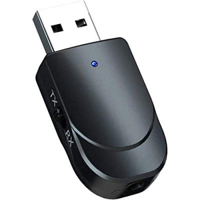 Afbeelding van Bluetooth 5.0 adapter, plug and play bereik 10 m, USB 2 in 1 adapter zender ontvanger met 3,5 mm AUX draadloze audio bluetooth, voor hoofdtelefoon/tv/pc/telefoons/audio