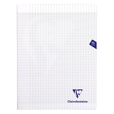 Image de Clairefontaine 393361C Un Cahier Agrafé Mimesys Incolore 24x32 cm 96 Pages Grands Carreaux Papier Blanc 90 g Couverture Polypro