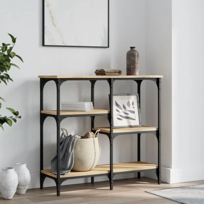 Afbeelding van Wandtafel 80x29x75 cm bewerkt hout sonoma eikenkleurig
