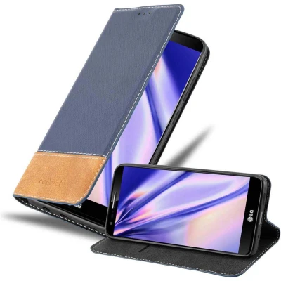 Afbeelding van Cadorabo Hoesje geschikt voor LG G2 in DONKERBLAUW BRUIN Beschermhoes met magnetische sluiting, standfunctie en kaartvakje Book Case Cover Etui