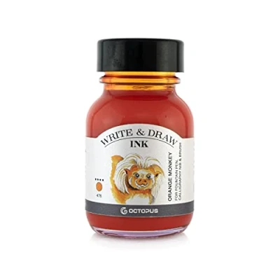 Afbeelding van Octopus Write and Draw Ink 476 Orange Monkey waterdichte inkt om te schrijven en tekenen, lichtechte kalligrafie voor vulpen, glazen pen, penseel, 50 ml