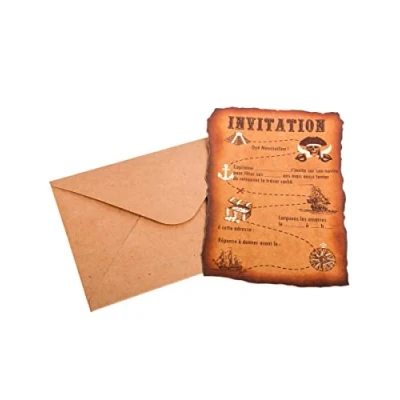 Afbeelding van Artifetes 8 uitnodigingen en wikkels piraat 10 x 15 cm