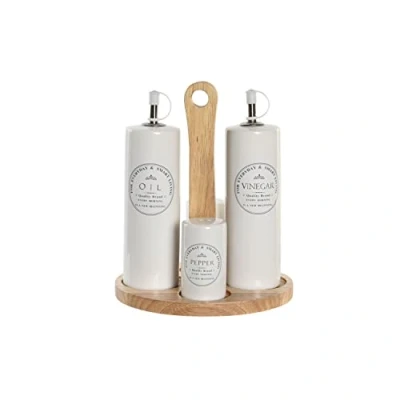 Afbeelding van Olie en azijnset DKD Home Decor 18 x 15 22 cm Hout Wit Keramiek