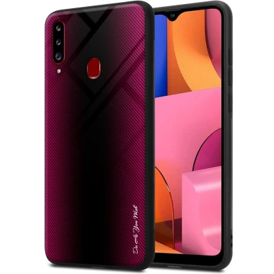 Afbeelding van Cadorabo Hoesje geschikt voor Samsung Galaxy A20s in PAARS ROZE Beschermhoes gemaakt van TPU silicone Case Cover en achterkant gehard glas