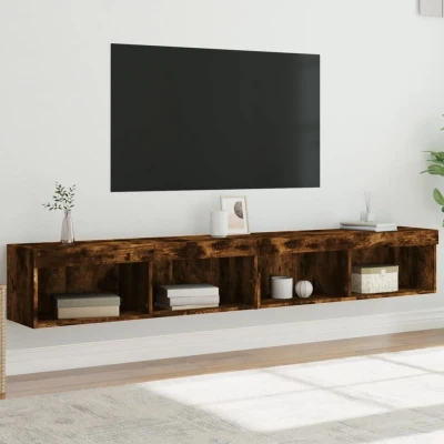 Afbeelding van Tv meubels met LED verlichting 2 st 100x30x30 cm gerookt eiken