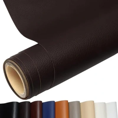 Afbeelding van Kunstlederen patch, zelfklevend, lederen reparatiepatch voor banken, handtassen, jassen, autostoelen, meubels, diepe koffiekleur, 60 x 200 cm