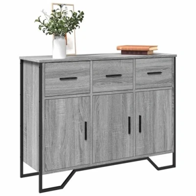 Afbeelding van Dressoir 97x32,5x74,5 cm bewerkt hout grijs sonoma eikenkleur