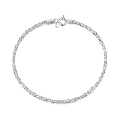 Afbeelding van Amberta® Sieraden, armband, ketting zilver 925/1000, diamantketting, breedte 2 mm, lengte 18 19 cm, barnsteen, Diamant