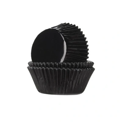 Afbeelding van Cupcake Cups HoM Folie Zwart 51x38mm. 24st.