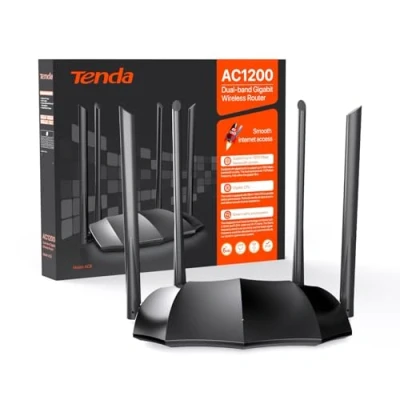 Afbeelding van Tenda AC8 WLAN router AC1200, dual band (5 GHz/2,4 GHz), wifi draadloze router, access point modus, 4 x 6 dBi externe antennes, WAN/LAN Gigabit poorten, wandpenetratie, IPV6, Mu MiMo