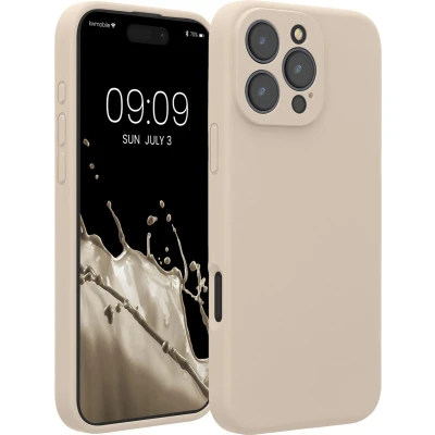 Afbeelding van kwmobile telefoonhoesje geschikt voor Apple iPhone 16 Pro Max TPU backcover met siliconen coating Smartphone case in crème