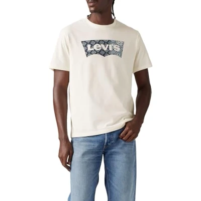 Afbeelding van Levi&#039;s Graphic Crewneck TEE Tshirt print, Heren, Maat: Large, Mid tone heather grey