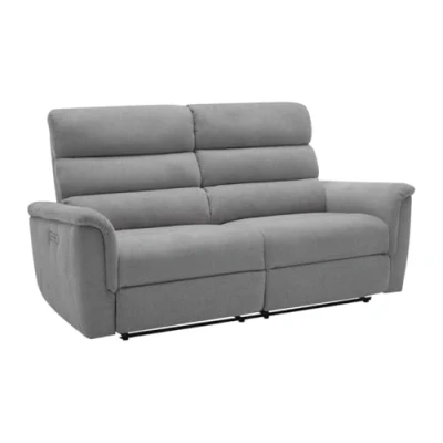 Afbeelding van Vente unique Elektrische relax driezitsbank van grijze stof CARTASIA L 196 cm x H 104 D 94