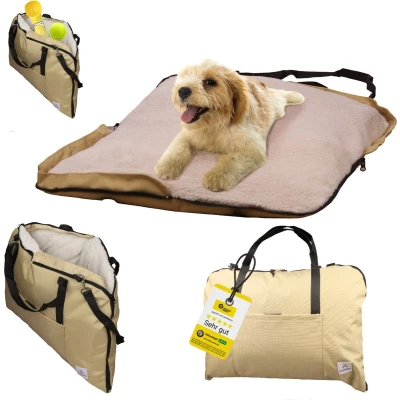 Afbeelding van Wanderpfote 3 in 1 Hondenbed voor Onderweg Hondenbed, Draagtas, Hondendrager Hondenmat of Hondenkleed Reizen Orthopedisch Hondendeken (Maat M, kleur beige)