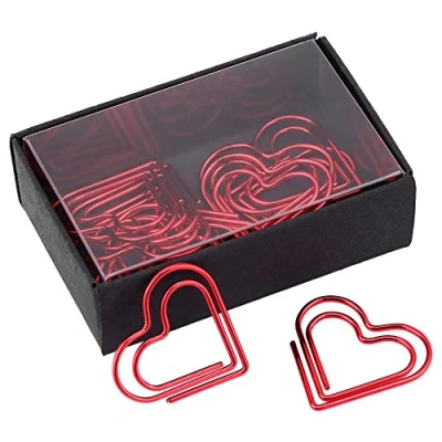 Afbeelding van 12 stuks hartvormige paperclips, creatieve bladwijzers, organisatie van documenten, kantoorbenodigdheden, geschenken (rood)