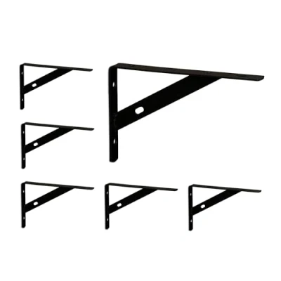 Afbeelding van Relaxdays metalen plankdragers set van 6 moderne schapdragers stalen plankbeugels zwart