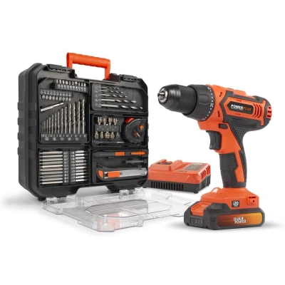 Afbeelding van Powerplus Accuboormachine POWDP15300 Schroefboormachine 20 V, met V Li ion Batterij en Lader, Gereedschapskoffer, voor hout, steen metaal