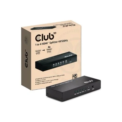 Image de Club 3D CSV 1385 Répartiteur vidéo/audio 1 to 4, 4K120Hz 4 x HDMI de bureau
