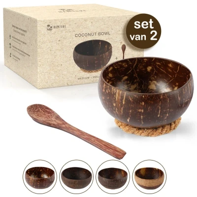Afbeelding van NAMTURE Kokosnoot Kom Set Medium Polished 2 Pack