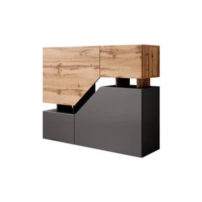 Afbeelding van Meubella Dressoir Canberra Eiken Antraciet 120 cm