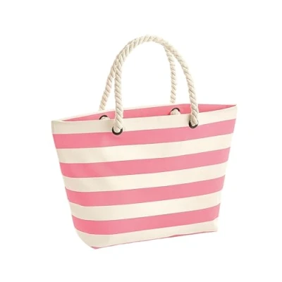 Afbeelding van Strandtas super oma geschenk beach bag pink/natural handgrepen uit touw