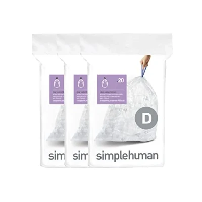 Afbeelding van simplehuman CW0278 Code D vuilniszakken van kunststof, transparant, 3 stuks