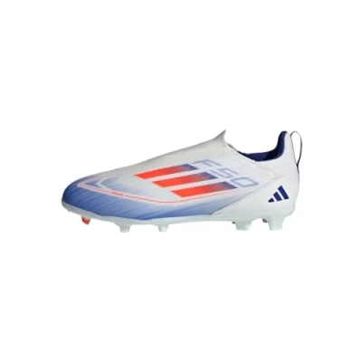Afbeelding van adidas Performance F50 League Laceless FIRM Multiground Voetbalschoenen met kunststof noppen voor kinderen, Maat: 28, Cloud white solar/red/lucid blue