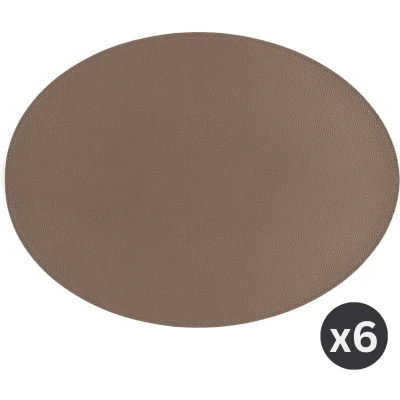 Afbeelding van ZICZAC Placemat TRUDO SET/6 lederlook 33x45 cm Ovaal, taupe