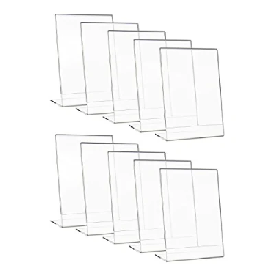 Afbeelding van HMF 46934 Tafelstandaard van acryl, gekanteld, 10 stuks, DIN A4, staand formaat, transparant